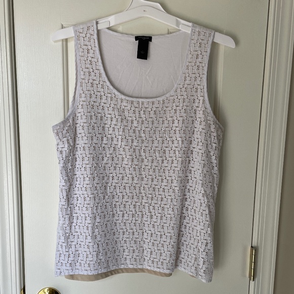 Ann Taylor white blouse with beige / tan lining Size Large - Picture 2 of 7